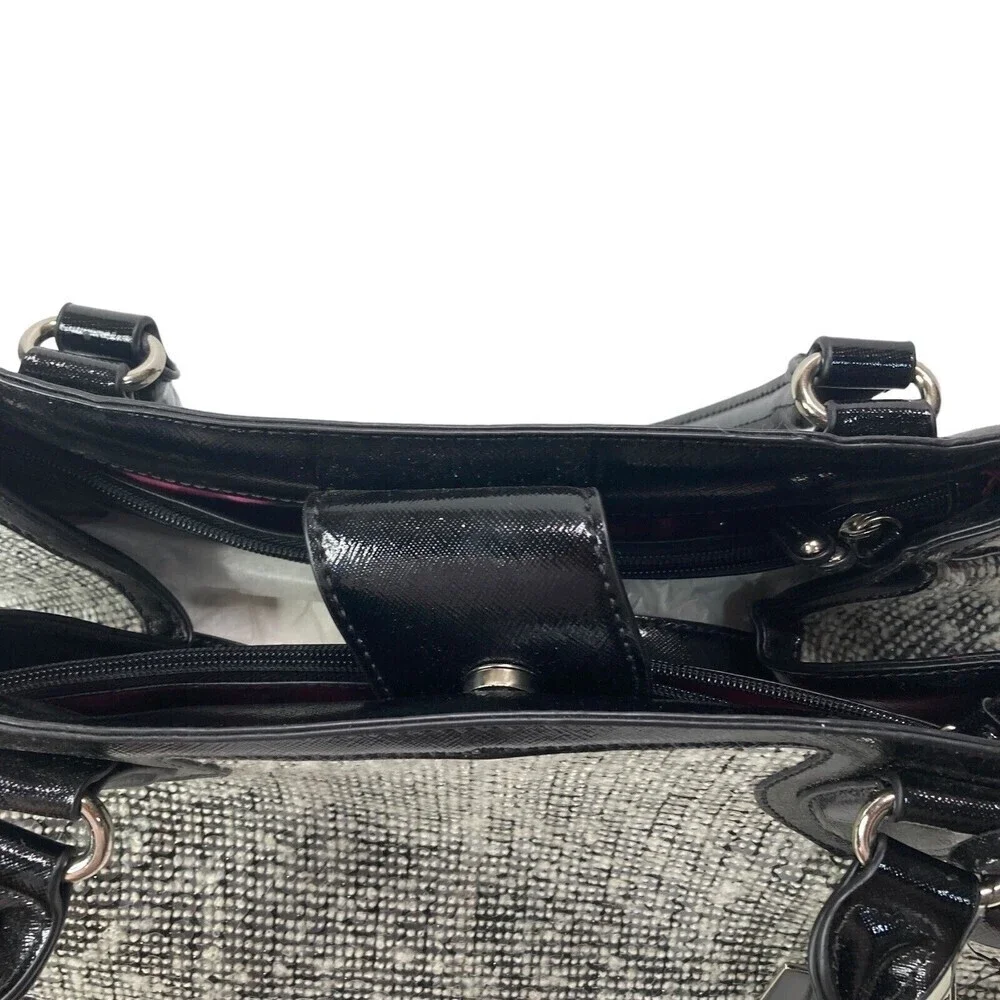 NWT NINE WEST‎ Handbag Satchel Double Handle Black White Sequins  15x10x5.5